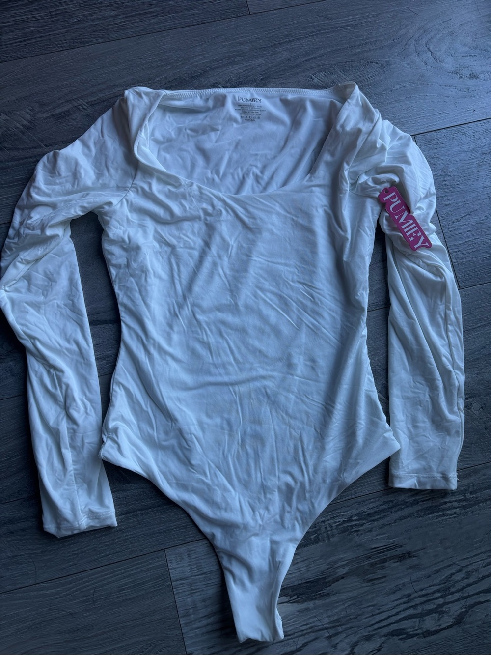 White Long-Sleeve Bodysuit Top